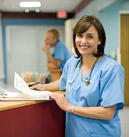 Back office in scrubs
